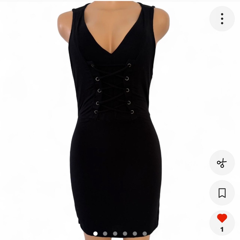 Sleeveless Black Lace-Up Mini Dress